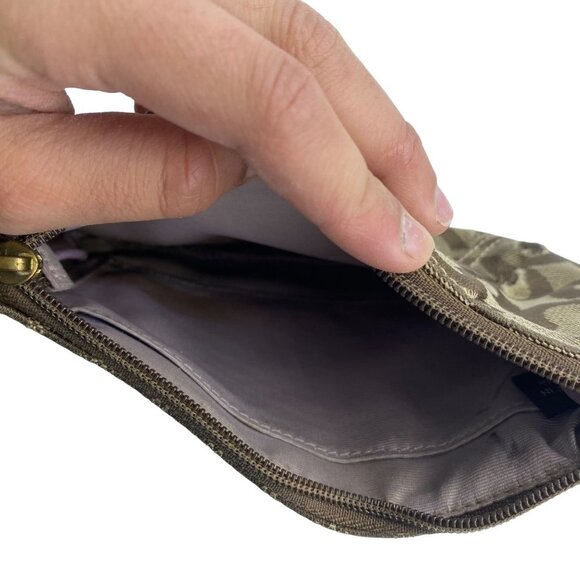 Coach Signature Metallic Bronze Gold Logo Monogram Clutch Wristlet 7" x 5" FLAWS - Picture 4 of 6